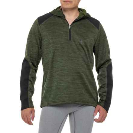 Spyder Striped Ribbed Back Tech Fleece Hoodie - Zip Neck in Olive