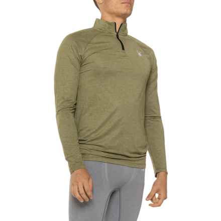 Spyder Textured Rib Shirt - Zip Neck, Long Sleeve in Deep Olive