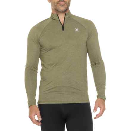Spyder Textured Rib Shirt - Zip Neck, Long Sleeve in Deep Olive