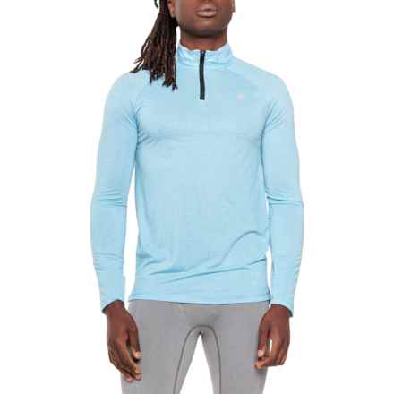 Spyder Textured Ribbed Shirt - Zip Neck, Long Sleeve in Cool Blue