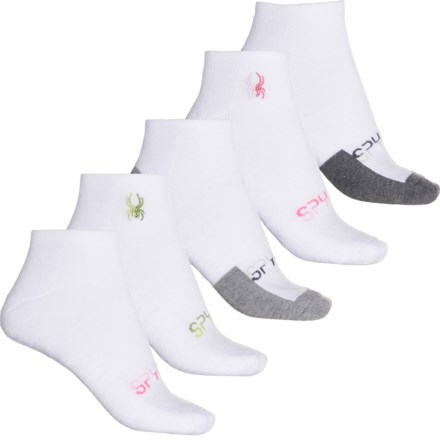 Spyder Two-Tone Logo Half-Cushion Low-Cut Socks - 5-Pack, Ankle (For Women) in White