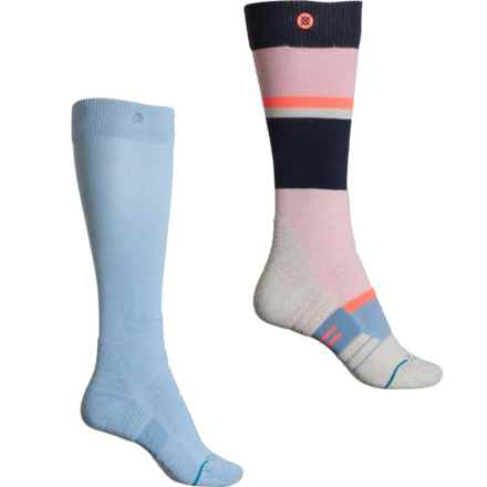 Stance Powdered Midweight Snow Socks - 2-Pack, Over the Calf (For Men and Women) in Pinkfade