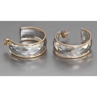 Stanley Creations Faceted High Polished Hoop Earrings - Sterling Silver and 14K Gold in Sterling Silver