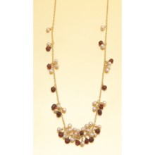 Stanley Creations Short Cluster Necklace - Garnet and Pearl in Goss W/Garnet/Pearl - Closeouts