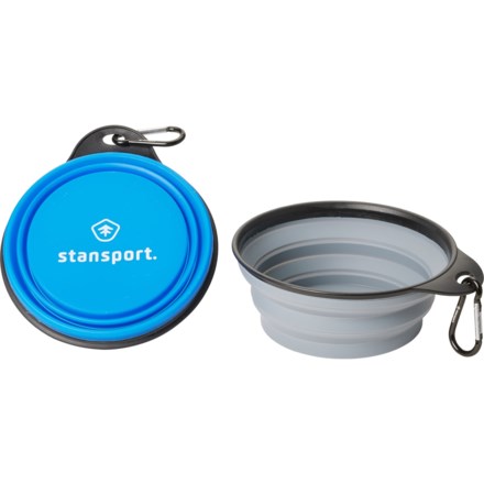 Stansport Silicone Collapsible Travel Bowls - Large, 2-Pack in Blue