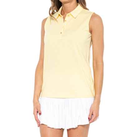 Stella Parker Button Front Polo Shirt - UPF 50, Sleeveless in Soft Yellow