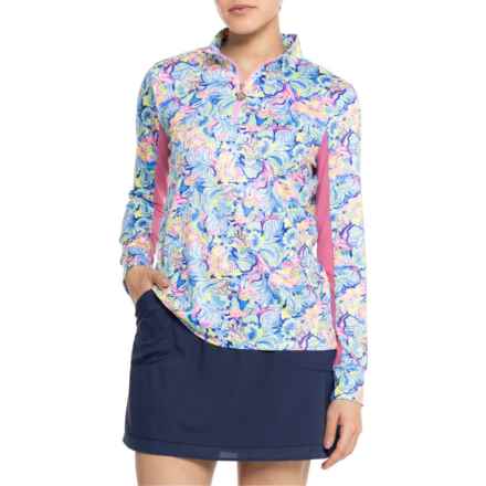 Stella Parker Mesh Combo Zip-Neck Shirt - UPF 50, Long Sleeve in Shake Tail Feather