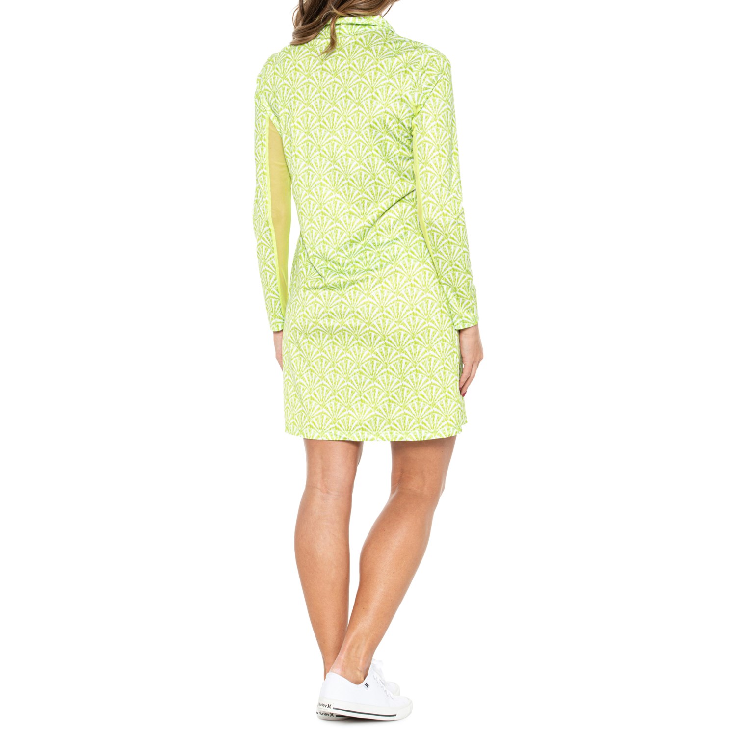 Stella Parker Printed Sun Dress - UPF 50, Zip Neck, Long Sleeve - Save 50%