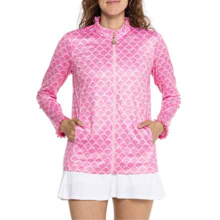 Stella Parker Ruffle Collar Shirt - UPF 50, Full Zip, Long Sleeve in Fresh Pink