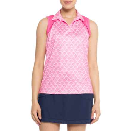 Stella Parker Ruffle Raglan Polo Shirt - UPF 50, Sleeveless in Fresh Pink
