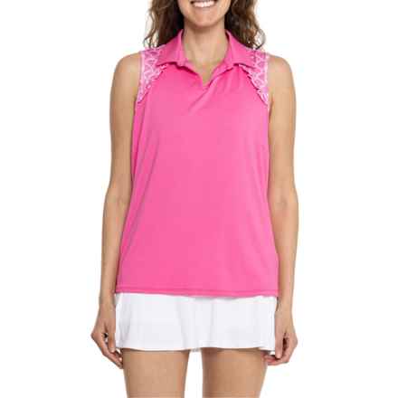 Stella Parker Ruffle Raglan Polo Shirt - UPF 50, Sleeveless in Pink Panther
