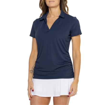 Stella Parker Side-Ruched Shirt - UPF 50, Short Sleeve in Navy