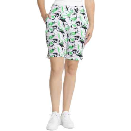 Stella Parker Tummy Control Pull-On Shorts - UPF 50, 9” in Green Mix