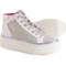 Steve Madden Girls Silver Glossy High-Top Sneakers in Multi