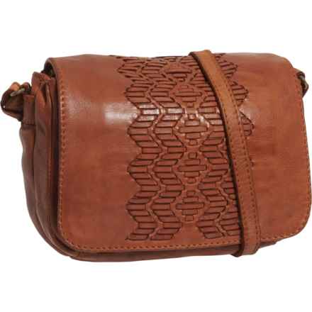 Stichwell Laser Weave Flap Crossbody Bag - Leather (For Women) in Tan