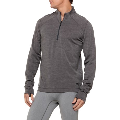 Stio Basis PeakWool Midweight Base Layer Top - Merino Wool, Zip Neck, Long Sleeve in Magnet Heather