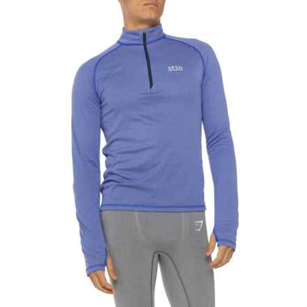 Stio Basis Polartec Power Wool® Midweight Base Layer Top - Wool, Zip Neck, Long Sleeve in Larkspur Blue