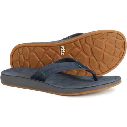 Stio Bircher Flip-Flops - Leather (For Men) in Dark Navy