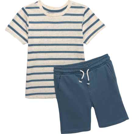 STITCH & STONE Little Boys Stripe T-Shirt and Knit Shorts Set - Short Sleeve in Stellar