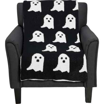 Storehouse Pine Ghosts Chenille Knit Throw Blanket - 50x70” in Black/White - Closeouts