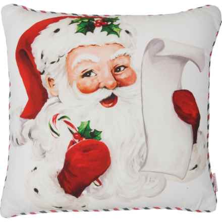 Storehouse Santa with List Throw Pillow - 20x20” in Red