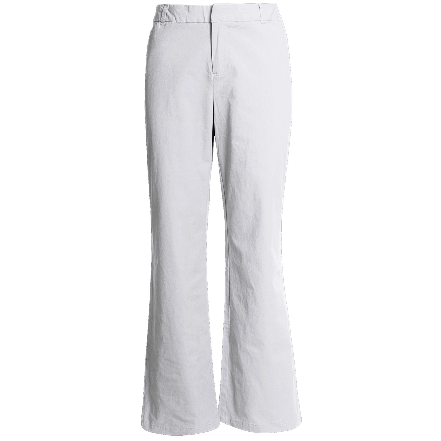 Stretch Woven Twill Bootcut Pants - Flat Front (For Women) in White