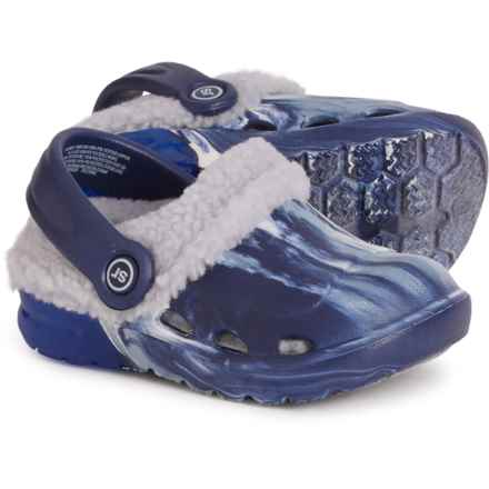 Stride Rite Toddler Boys Cozy Lit Bray Clogs - Faux-Fur Lined in Blue Swirl