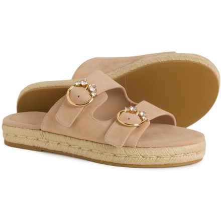 Stuart Weitzman Crystal ESRL Flat Sandals - Leather (For Women) in Golden Beige