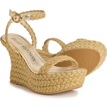 Stuart Weitzman Made in Spain Brada Strappy Espadrille Wedge Sandals (For Women) in Gold/Natural