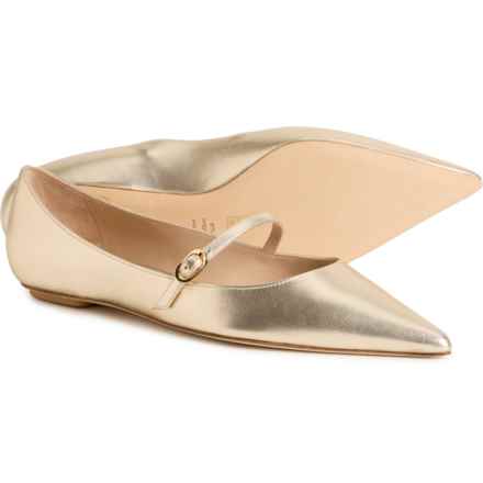 Stuart Weitzman Made in Spain Emilia Mary Jane Flats - Leather (For Women) in Light Gold.