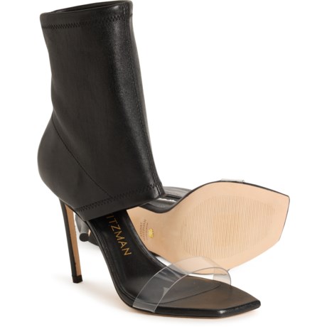 (取寄) スチュアート ワイツマン レディース メイド イン スペイン フロント ロウ ストレッチ スティレット ブーティ Stuart Weitzman women Made in Spain Front Row Stretch Stiletto Booties (For Women)  Black/Clear Stuart Weitzman Made in Spain Front Row Stretch Stiletto Booties