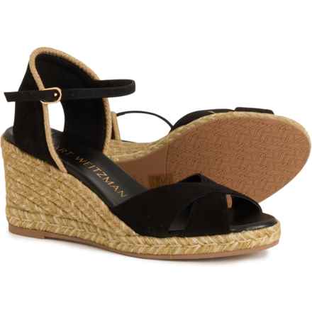 Stuart Weitzman Made in Spain Mirela II Espadrille Wedge Sandals - Suede (For Women) in Black/Natural