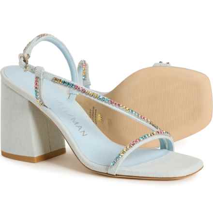 Stuart Weitzman Made in Spain Soiree Crystal 85 Block Heel Sandals (For Women) in Light/Multi
