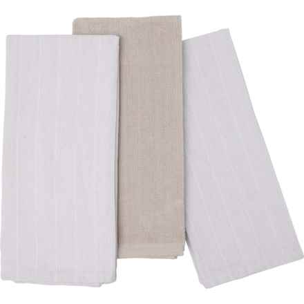 Studio Belle Stonewashed Terry Wide Striped Kitchen Towels - 3-Pack, 18x28” in Beige
