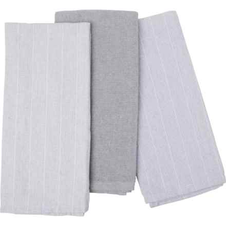 Studio Belle Stonewashed Terry Wide Striped Kitchen Towels - 3-Pack, 18x28” in Silver