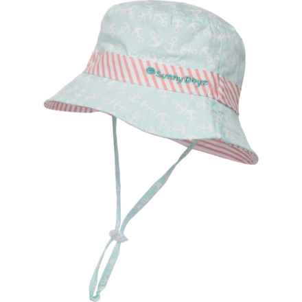 Sunny Dayz Anchor Reversible Bucket Hat - UPF 50+ (For Toddler Girls) in Green