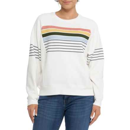 SUNNY SIDE BY SUNDRY Engineered Rainbow Stripe Sweatshirt in Ecru