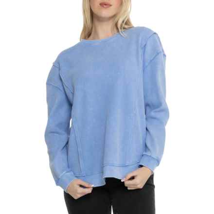 Sunnyside By Sundry Waffle Crew Neck Shirt - Long Sleeve in Zella Blue