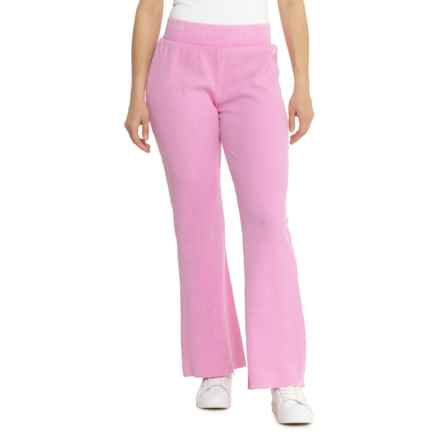 Sunnyside By Sundry Waffle-Knit Wide Leg Pants in Fuschia Pink