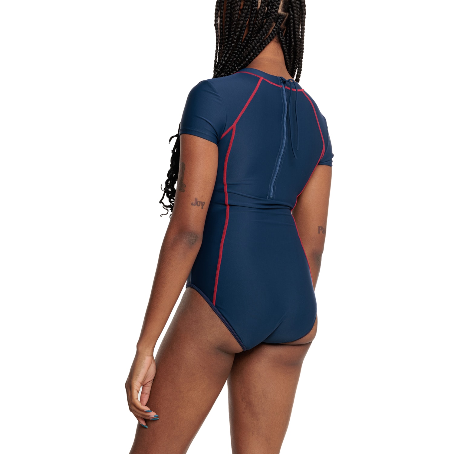 Sunseeker Back Zip Rash Guard One-Piece Swimsuit - Short Sleeve
