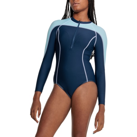 Sunseeker Sports Front Zip Rash Guard One-Piece Swimsuit - Long