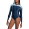 Sunseeker Sports Front Zip Rash Guard One-Piece Swimsuit - Long Sleeve in Navy