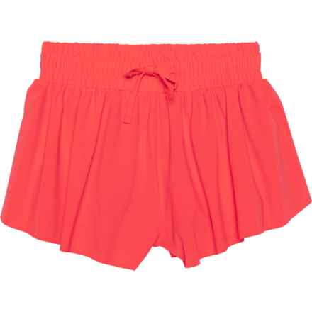 SUZETTE Big Girls Flyaway Shorts - Built-In Shorts in Neon Orange