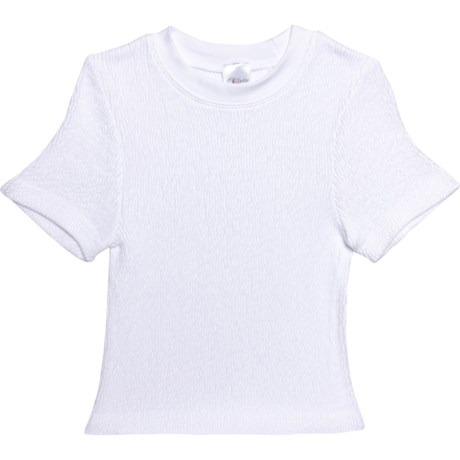 SUZETTE Big Girls Smocking Shirt - Short Sleeve in White
