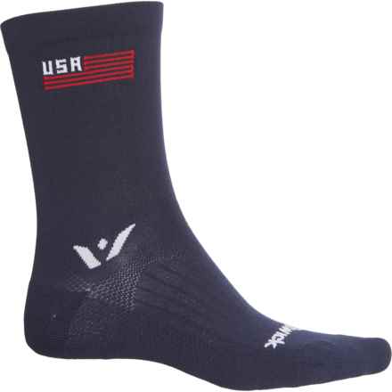 Swiftwick VISION Five Tribute Cycling Socks - Crew (For Men and Women) in Patriot Flag