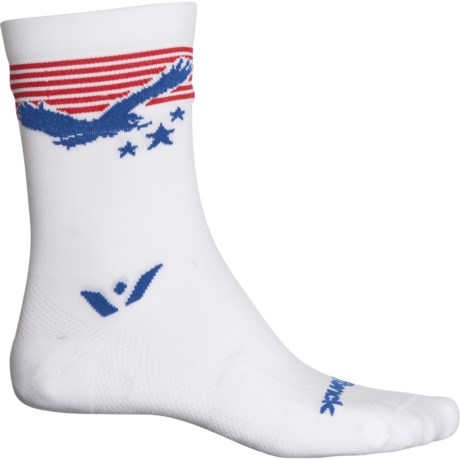 Swiftwick VISION Five Tribute Cycling Socks - Crew (For Men and Women) in Tribute Eagle Stripe