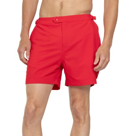 SWIMS Paloma Seersucker Swim Shorts - Built-In Brief in Red 036