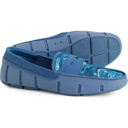SWIMS Printed Penny Loafers (For Men) in Ensign Blue