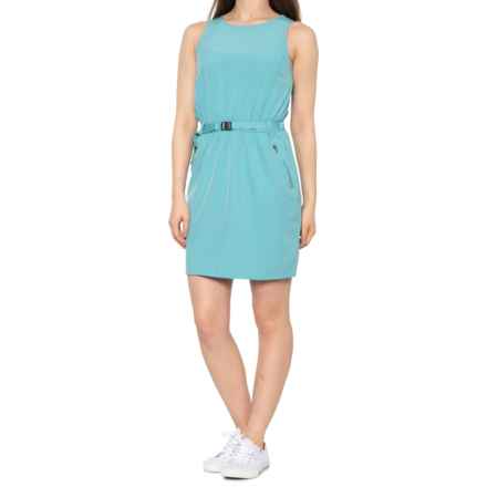 Swiss Alps Belted Stretch Trail Dress - Sleeveless in Turq Tonic