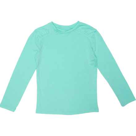 Swiss Alps Big Girls Marble Knit Sun Shirt - UPF 40+, Long Sleeve in Aquatic Awe Heather